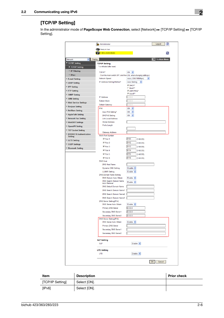 Tcp/ip setting, Tcp/ip setting] -6 | Konica Minolta BIZHUB 223 User Manual | Page 24 / 371