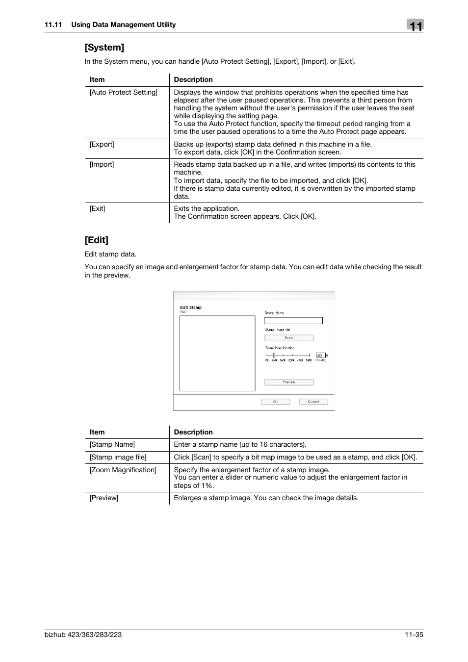 System, Edit, System] -35 [edit] -35 | Konica Minolta BIZHUB 223 User Manual | Page 268 / 371