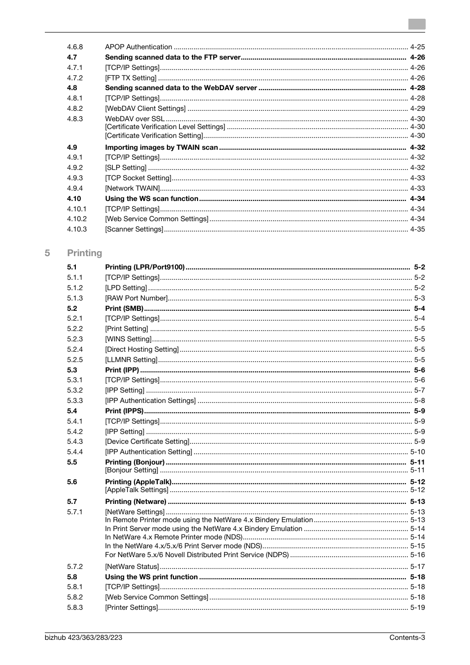 5printing | Konica Minolta BIZHUB 223 User Manual | Page 4 / 371