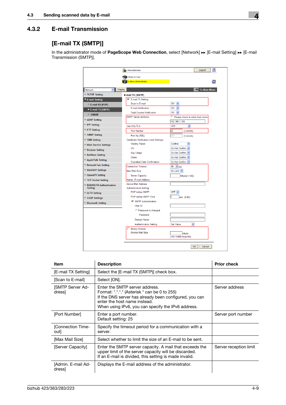 2 e-mail transmission, E-mail tx (smtp), E-mail transmission -9 [e-mail tx (smtp)] -9 | E-mail transmis, Sion, 2 e-mail transmission [e-mail tx (smtp) | Konica Minolta BIZHUB 223 User Manual | Page 46 / 371