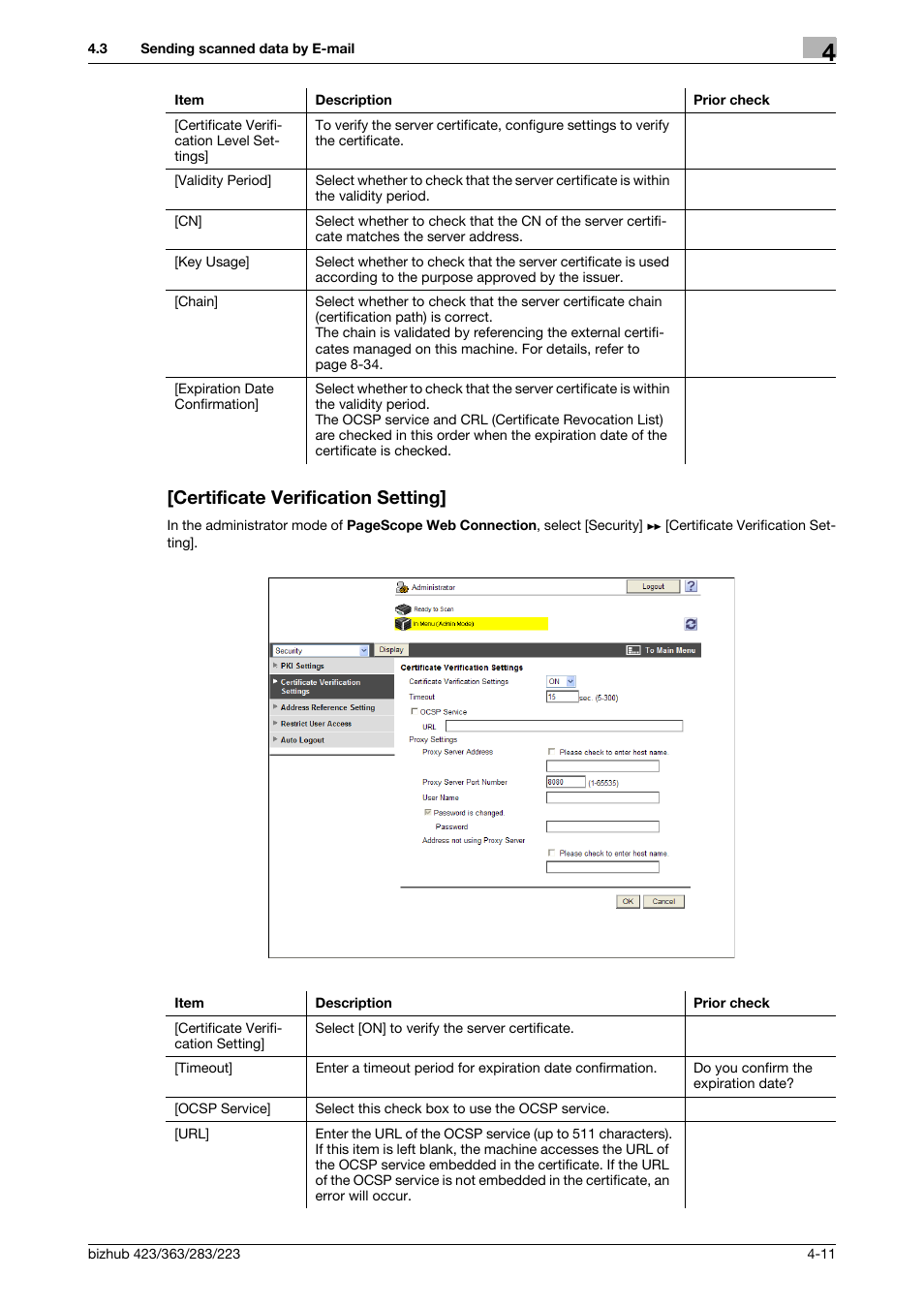 Certificate verification setting, Certificate verification setting] -11 | Konica Minolta BIZHUB 223 User Manual | Page 48 / 371