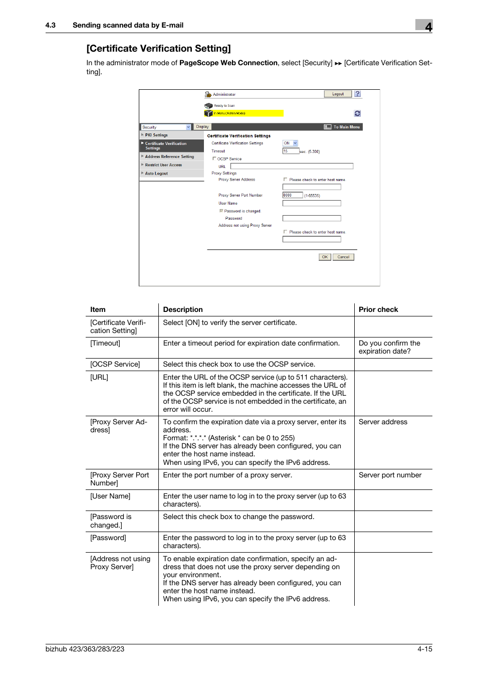 Certificate verification setting, Certificate verification setting] -15 | Konica Minolta BIZHUB 223 User Manual | Page 52 / 371