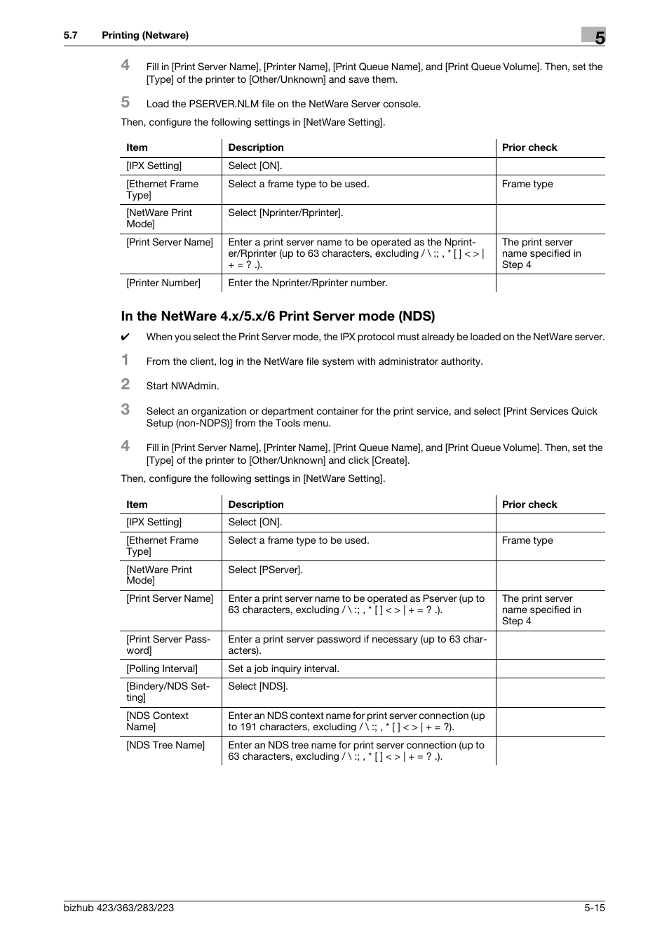 In the netware 4.x/5.x/6 print server mode (nds) | Konica Minolta BIZHUB 223 User Manual | Page 87 / 371