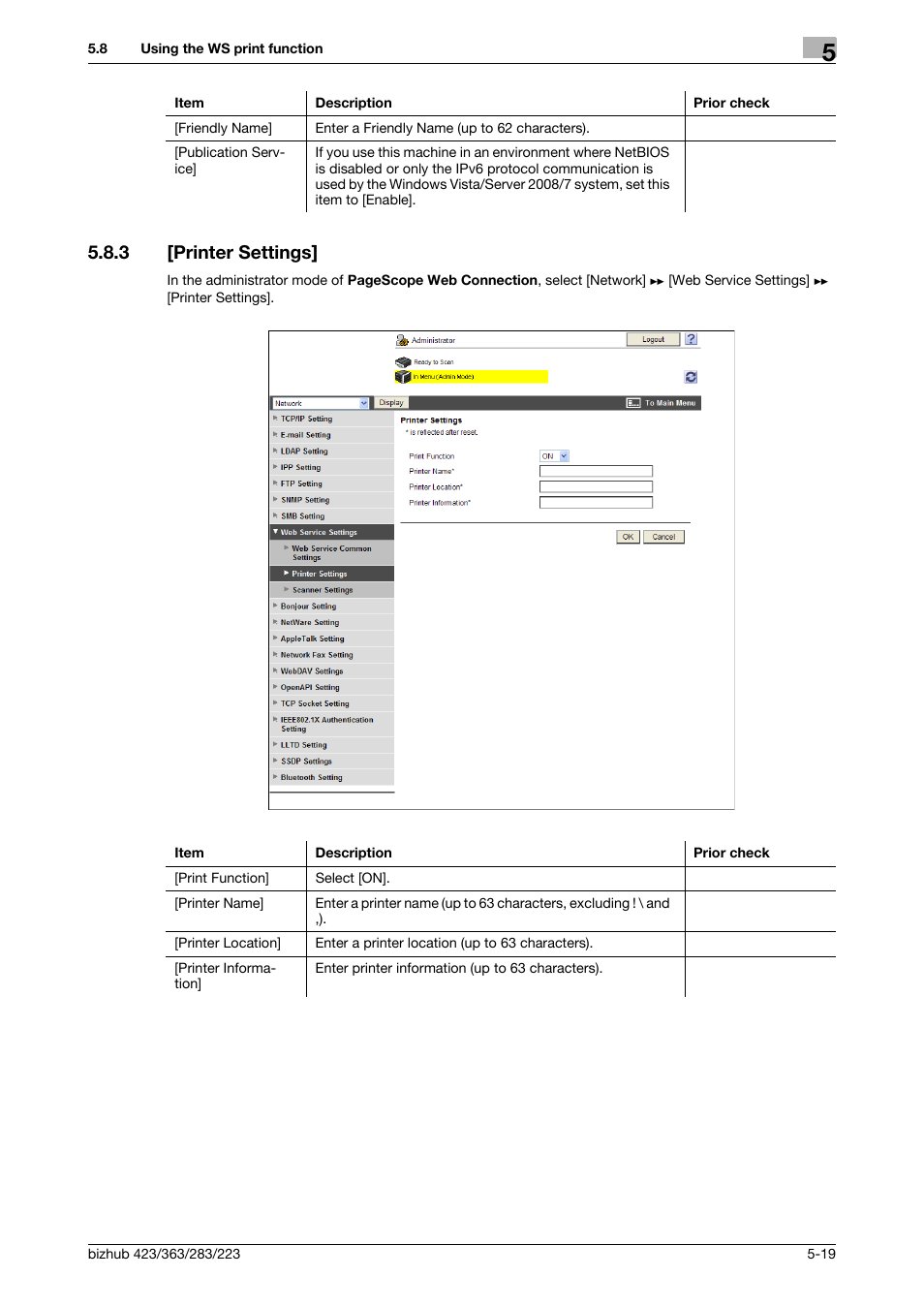 3 [printer settings, Printer settings] -19, Printer settings | Konica Minolta BIZHUB 223 User Manual | Page 91 / 371