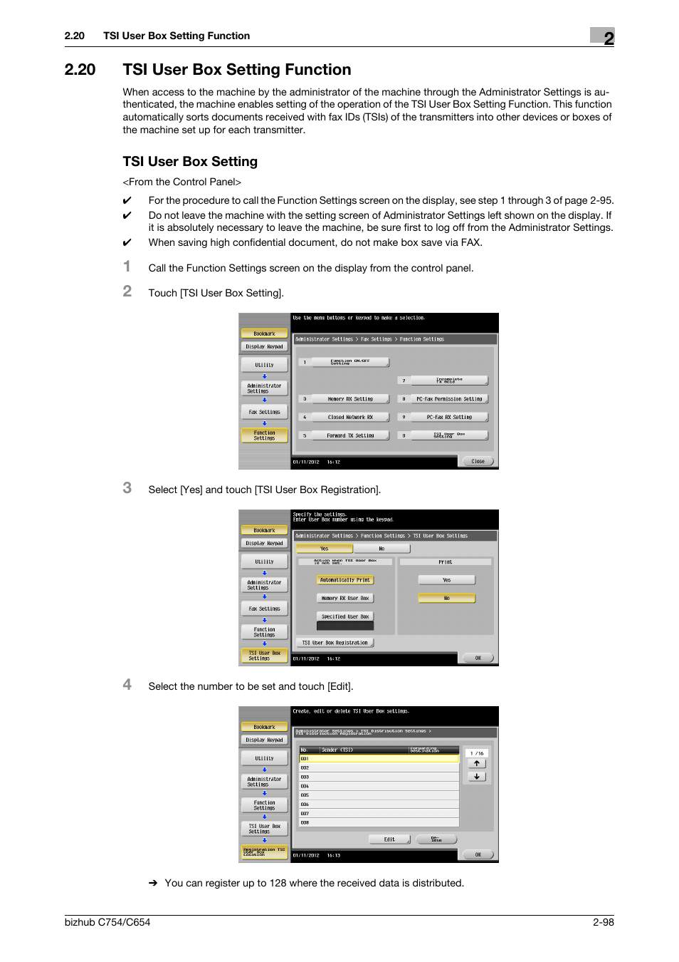 20 tsi user box setting function, Tsi user box setting | Konica Minolta bizhub C754 User Manual | Page 114 / 195