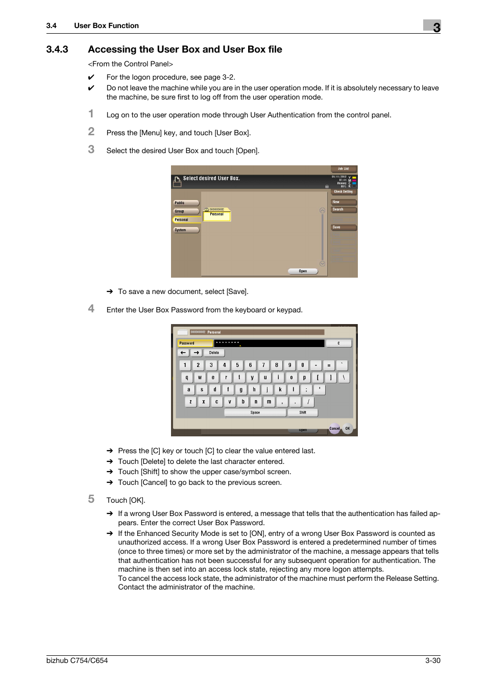 3 accessing the user box and user box file, Accessing the user box and user box file -30 | Konica Minolta bizhub C754 User Manual | Page 153 / 195