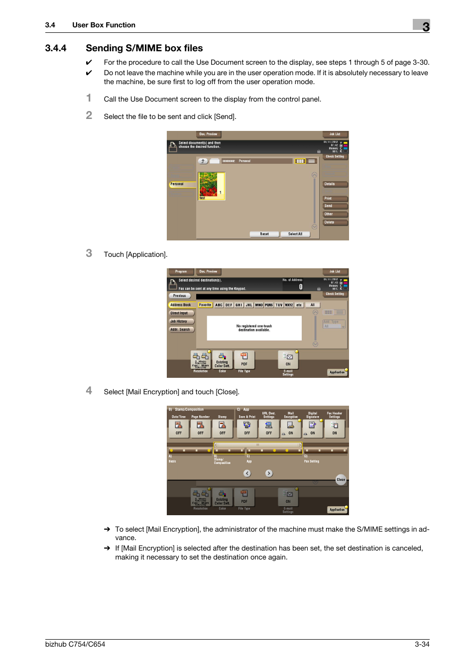 4 sending s/mime box files, Sending s/mime box files -34 | Konica Minolta bizhub C754 User Manual | Page 157 / 195