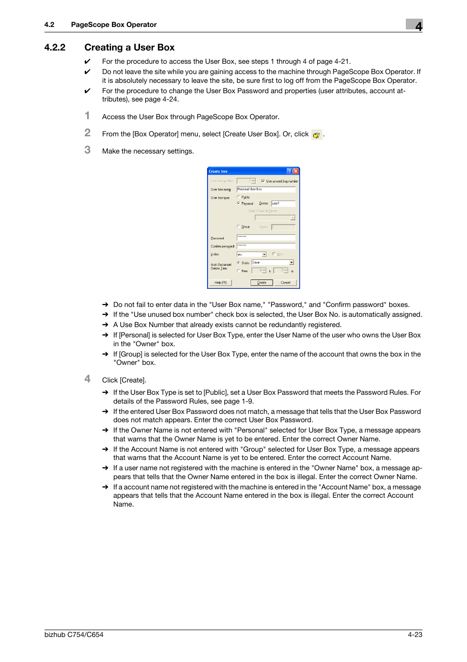 2 creating a user box, Creating a user box -23 | Konica Minolta bizhub C754 User Manual | Page 181 / 195
