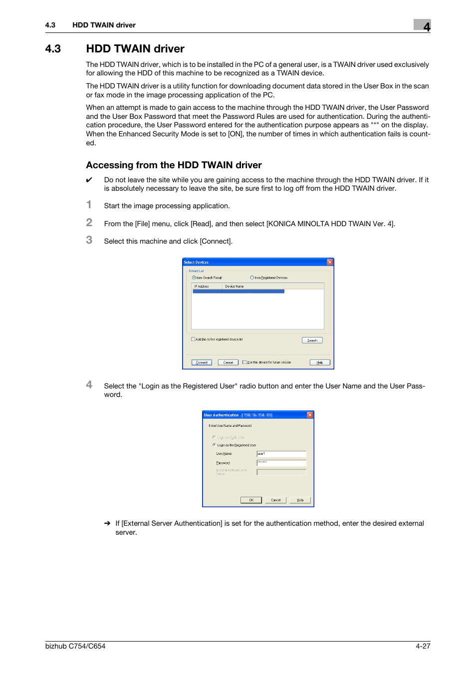 3 hdd twain driver, Accessing from the hdd twain driver | Konica Minolta bizhub C754 User Manual | Page 185 / 195