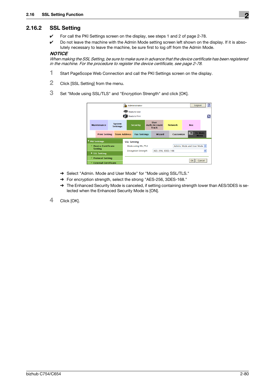 2 ssl setting, Ssl setting -80 | Konica Minolta bizhub C754 User Manual | Page 96 / 195