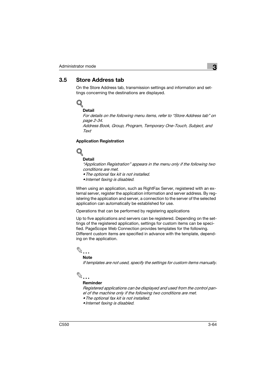 5 store address tab, Application registration, Store address tab -64 | Application registration -64 | Konica Minolta bizhub C550 User Manual | Page 171 / 243