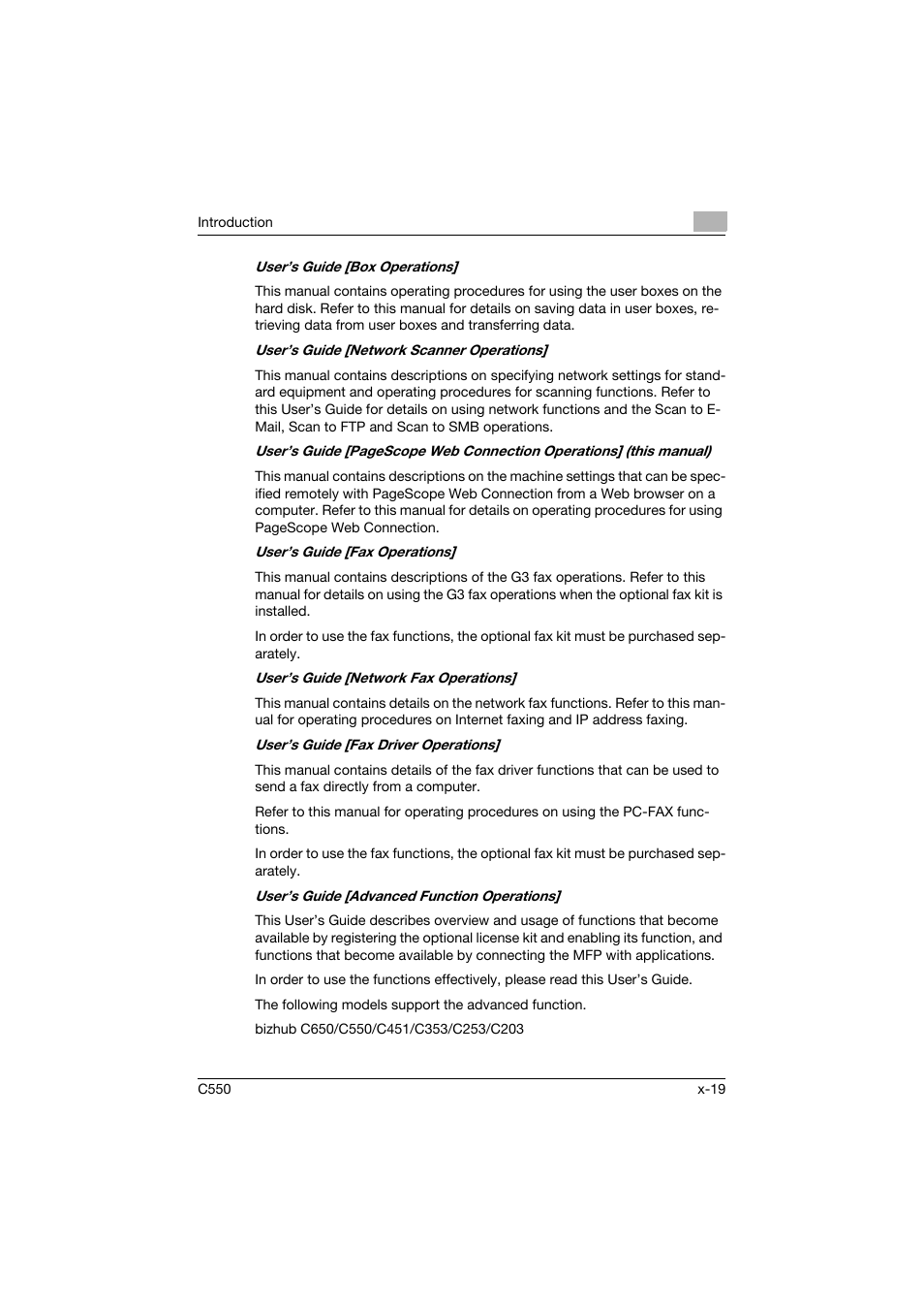 Konica Minolta bizhub C550 User Manual | Page 20 / 243