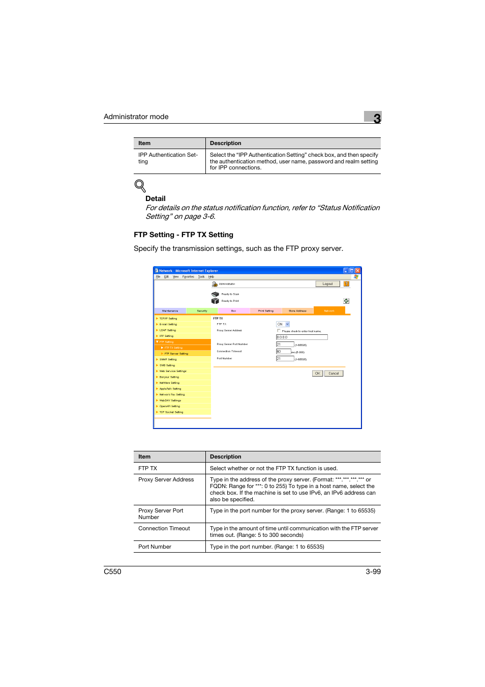 Ftp setting - ftp tx setting, Ftp setting - ftp tx setting -99 | Konica Minolta bizhub C550 User Manual | Page 206 / 243