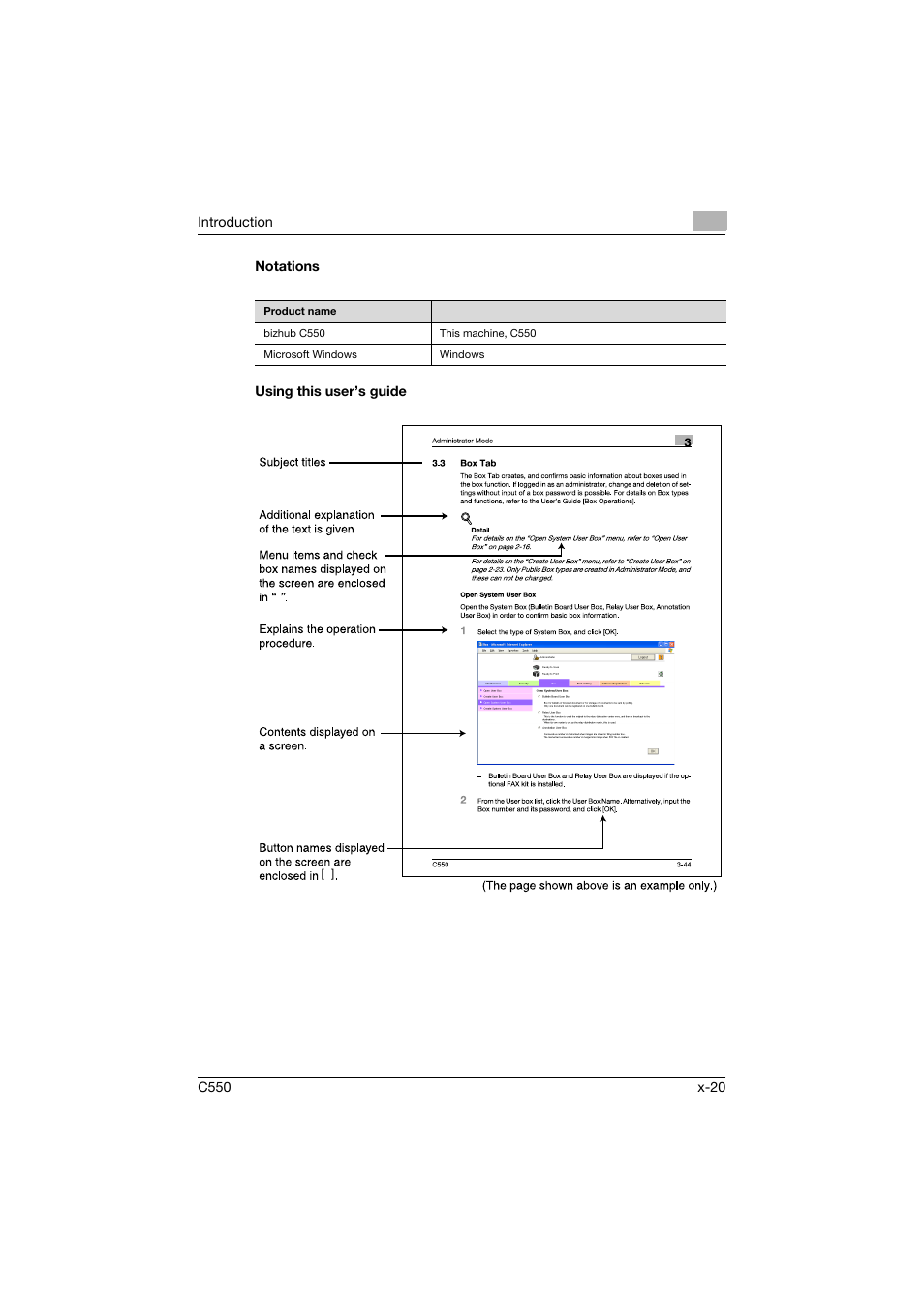 Notations, Using this user’s guide | Konica Minolta bizhub C550 User Manual | Page 21 / 243