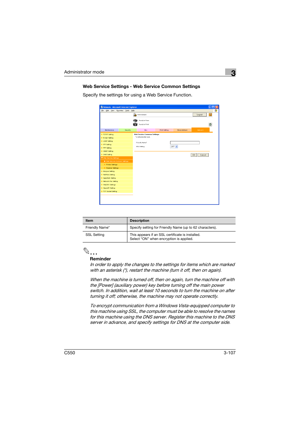 Web service settings - web service common settings | Konica Minolta bizhub C550 User Manual | Page 214 / 243