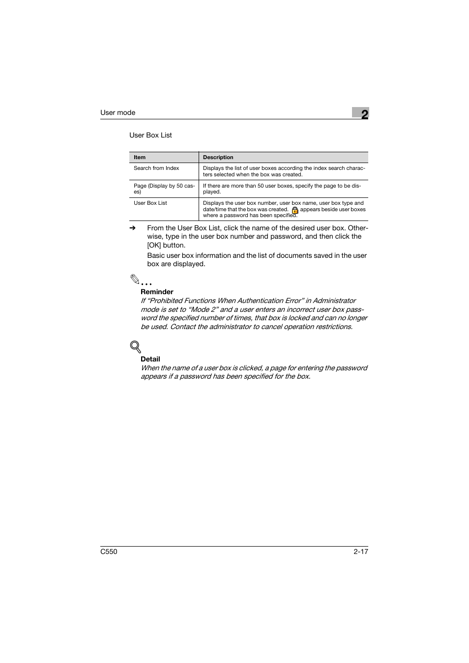 Konica Minolta bizhub C550 User Manual | Page 52 / 243