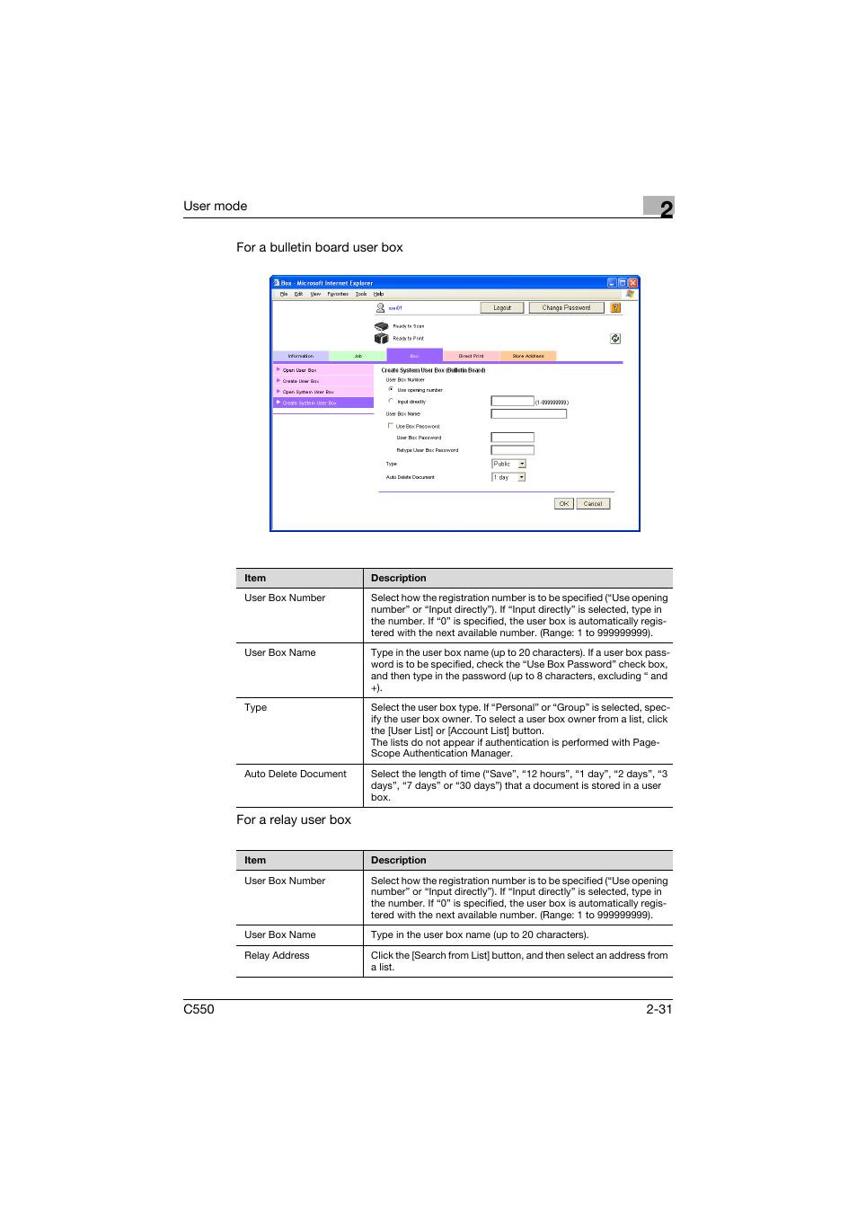 Konica Minolta bizhub C550 User Manual | Page 66 / 243