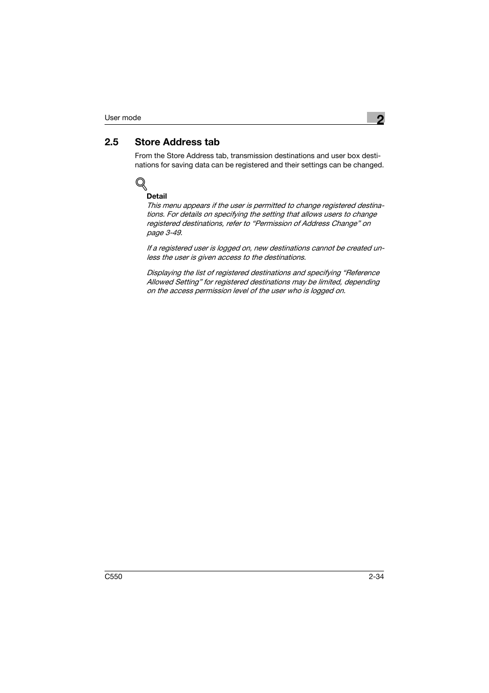 5 store address tab, Store address tab -34 | Konica Minolta bizhub C550 User Manual | Page 69 / 243