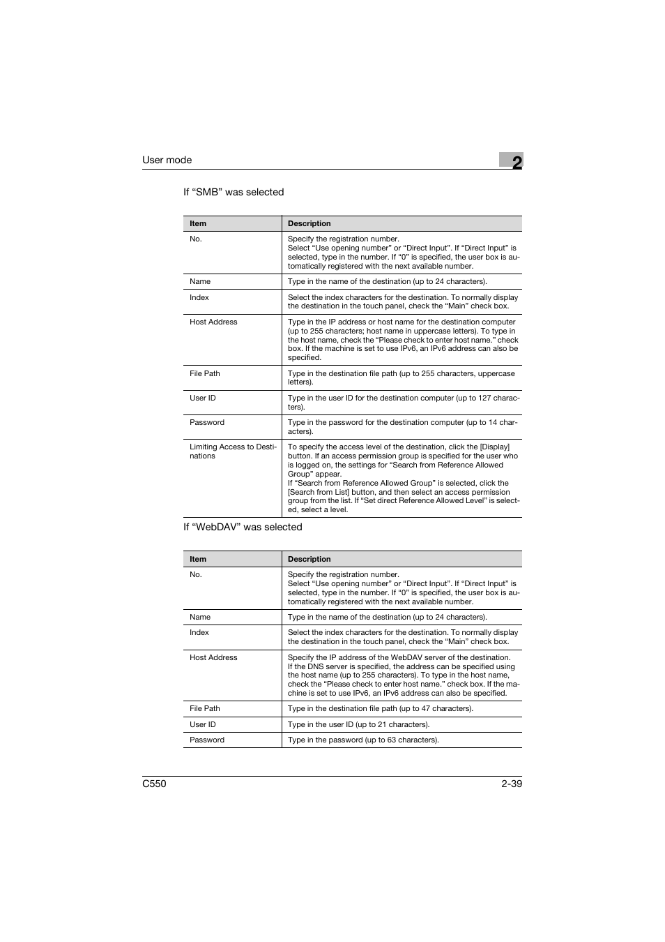 Konica Minolta bizhub C550 User Manual | Page 74 / 243