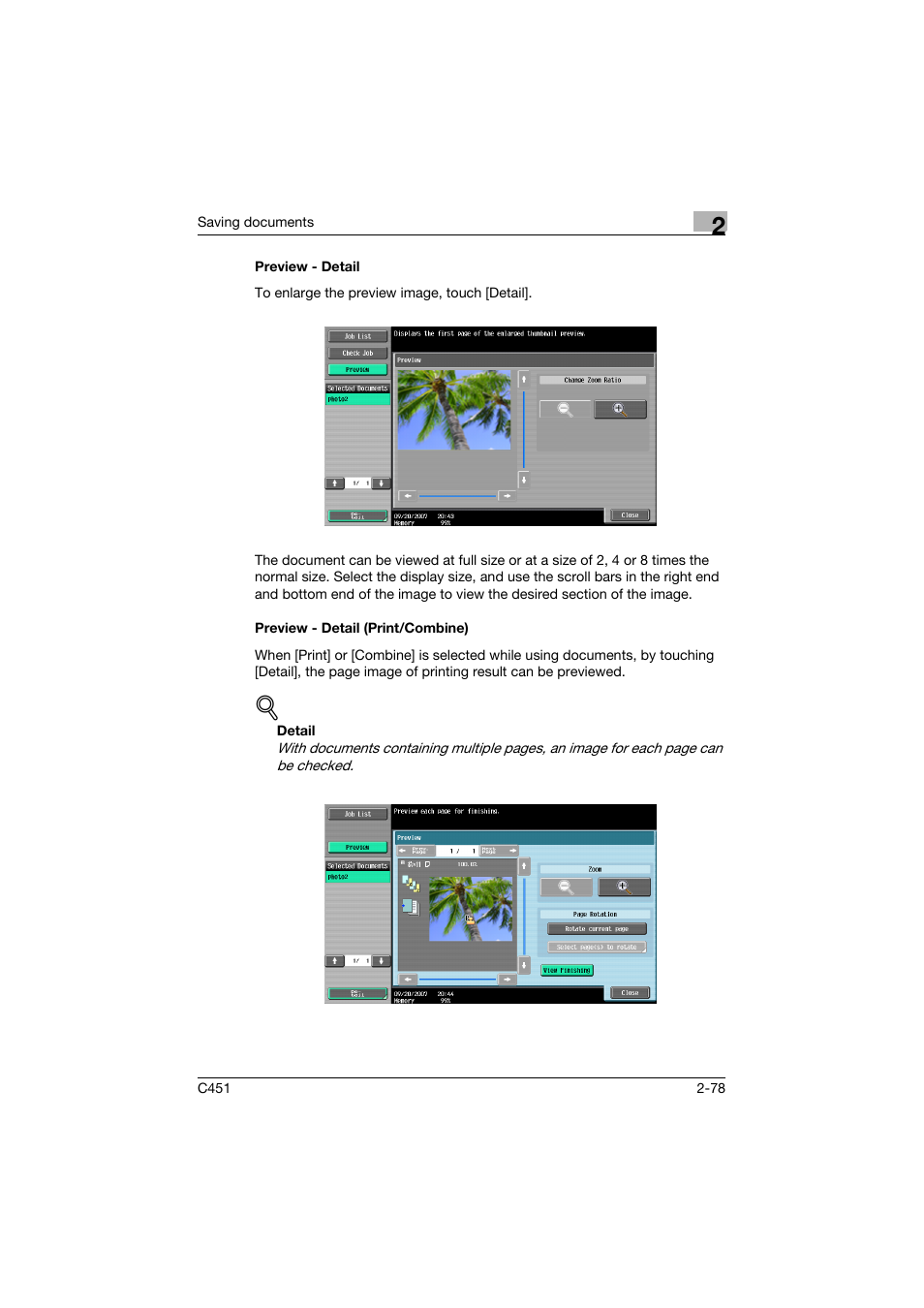 Preview - detail, Preview - detail (print/combine) | Konica Minolta bizhub C451 User Manual | Page 113 / 354