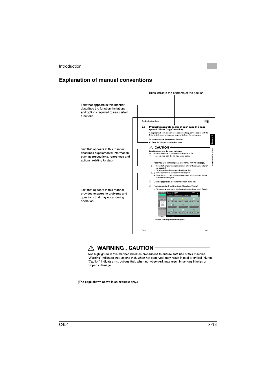 Explanation of manual conventions | Konica Minolta bizhub C451 User Manual | Page 19 / 354