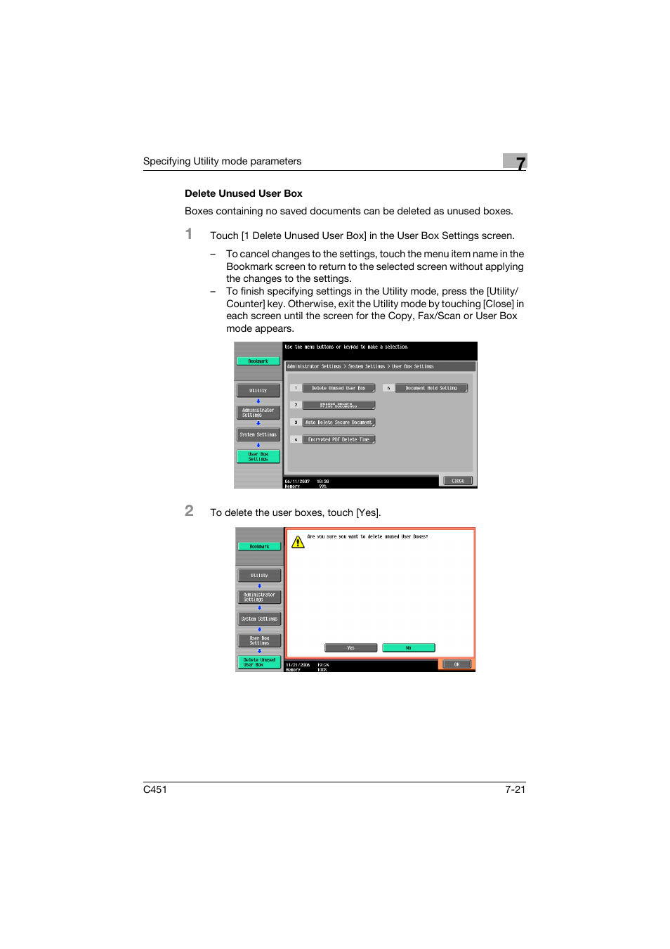 Delete unused user box, Delete unused user box -21 | Konica Minolta bizhub C451 User Manual | Page 313 / 354