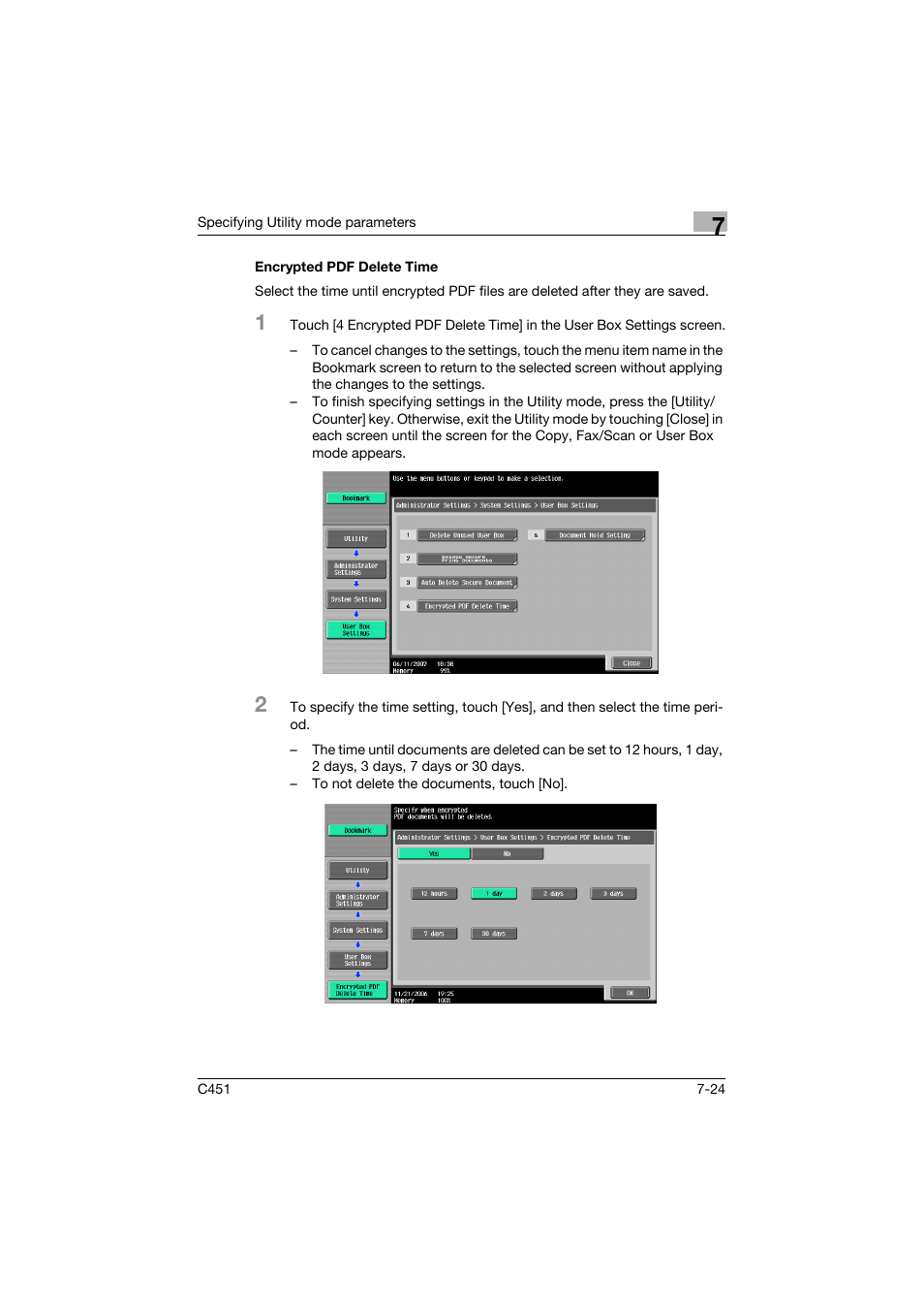 Encrypted pdf delete time, Encrypted pdf delete time -24 | Konica Minolta bizhub C451 User Manual | Page 316 / 354