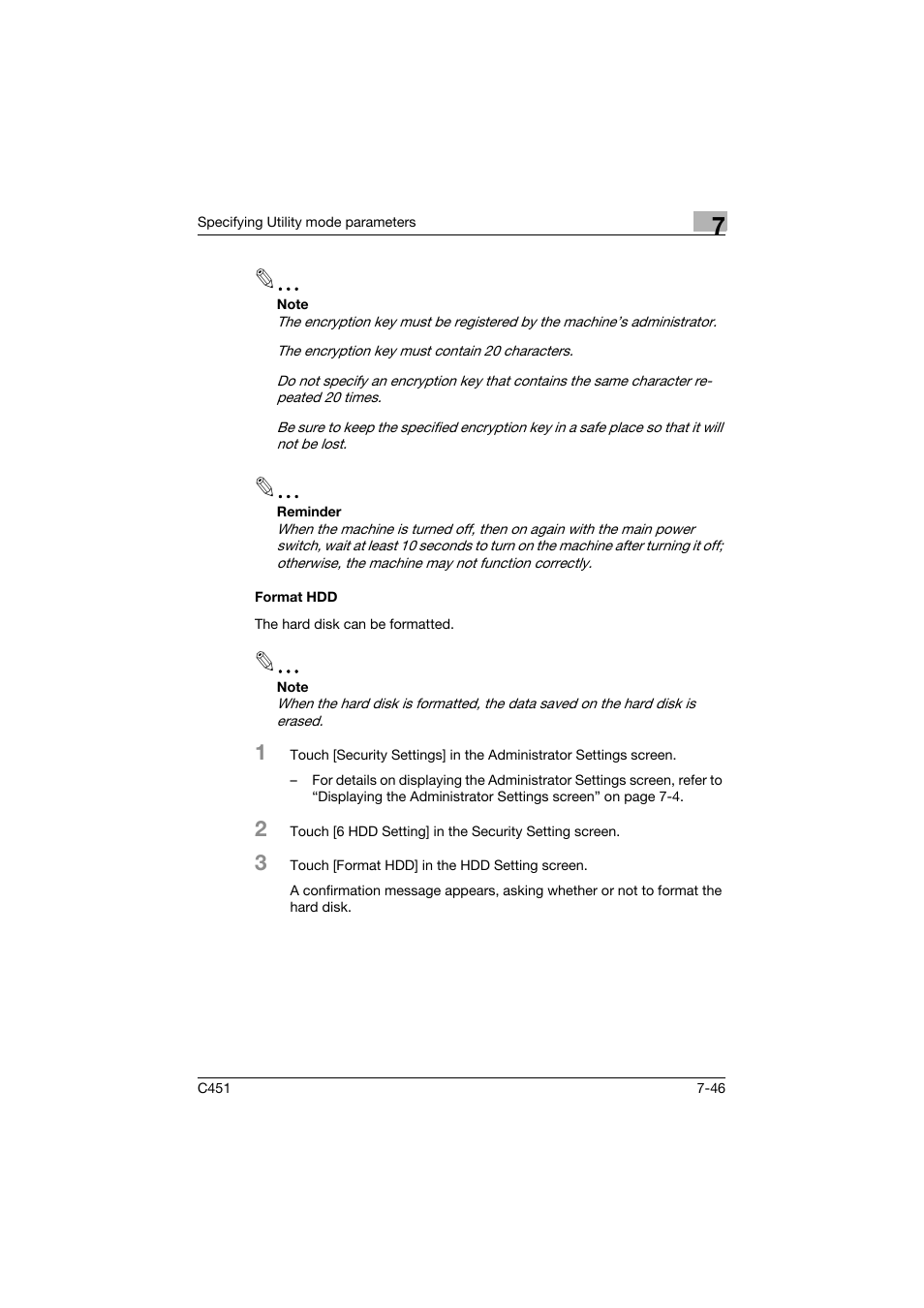 Format hdd, Format hdd -46 | Konica Minolta bizhub C451 User Manual | Page 338 / 354