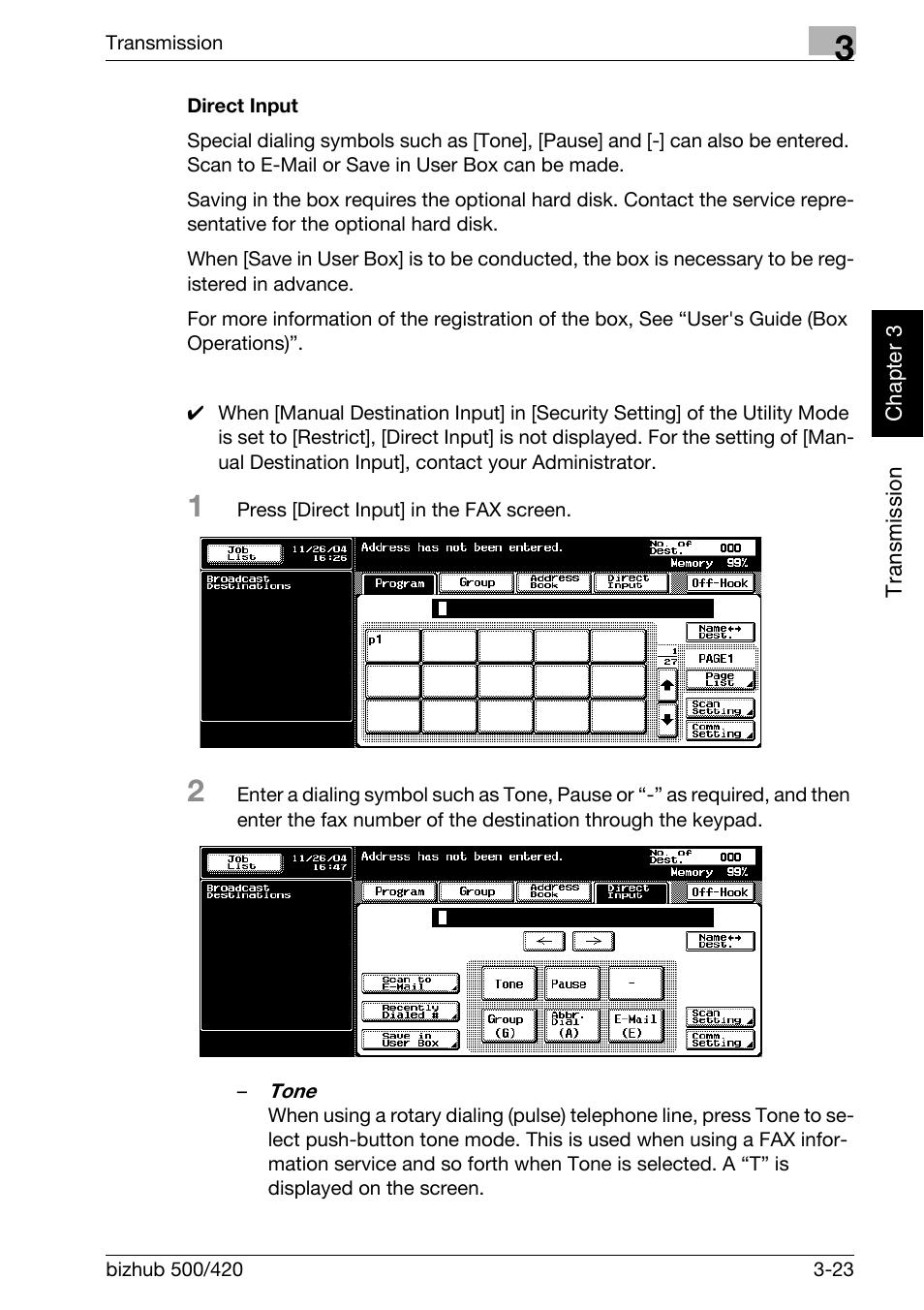 Direct input | Konica Minolta bizhub 420 User Manual | Page 74 / 346