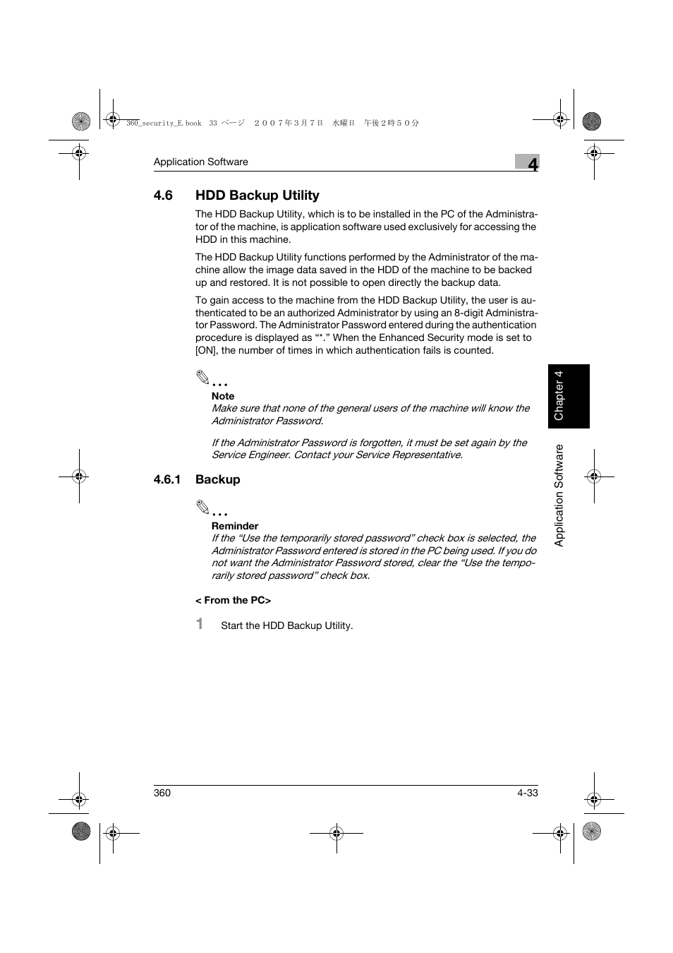 6 hdd backup utility, 1 backup, From the pc | Hdd backup utility -33, Backup -33 < from the pc> -33 | Konica Minolta bizhub 360 User Manual | Page 188 / 194
