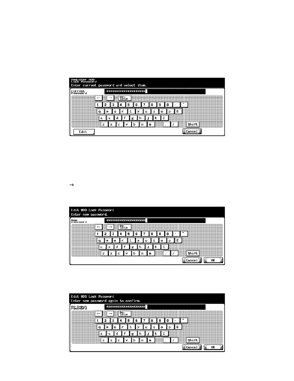 1 changing the hdd lock password | Konica Minolta bizhub 420 User Manual | Page 5 / 28