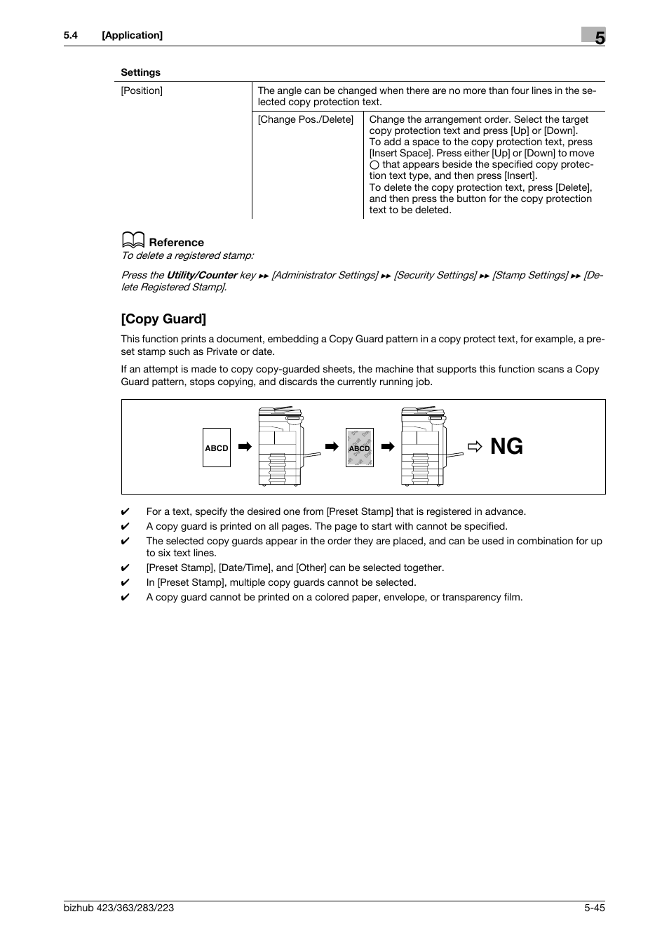 Copy guard, Copy guard] -45 | Konica Minolta BIZHUB 223 User Manual | Page 101 / 266