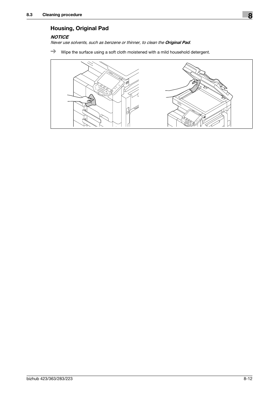 Housing, original pad, Housing, original pad -12 | Konica Minolta BIZHUB 223 User Manual | Page 196 / 266