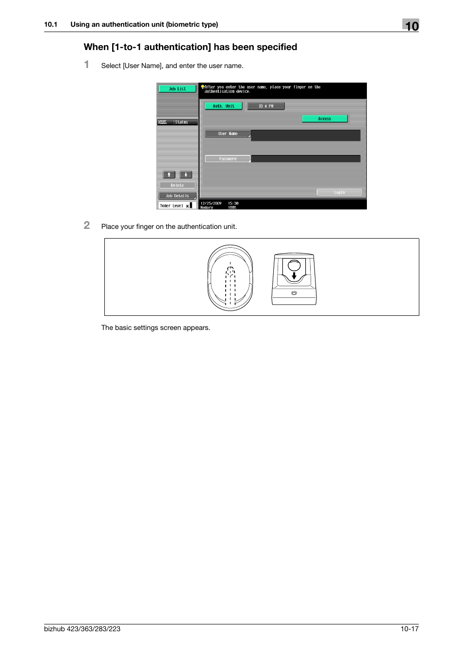 When [1-to-1 authentication] has been specified | Konica Minolta BIZHUB 223 User Manual | Page 223 / 266