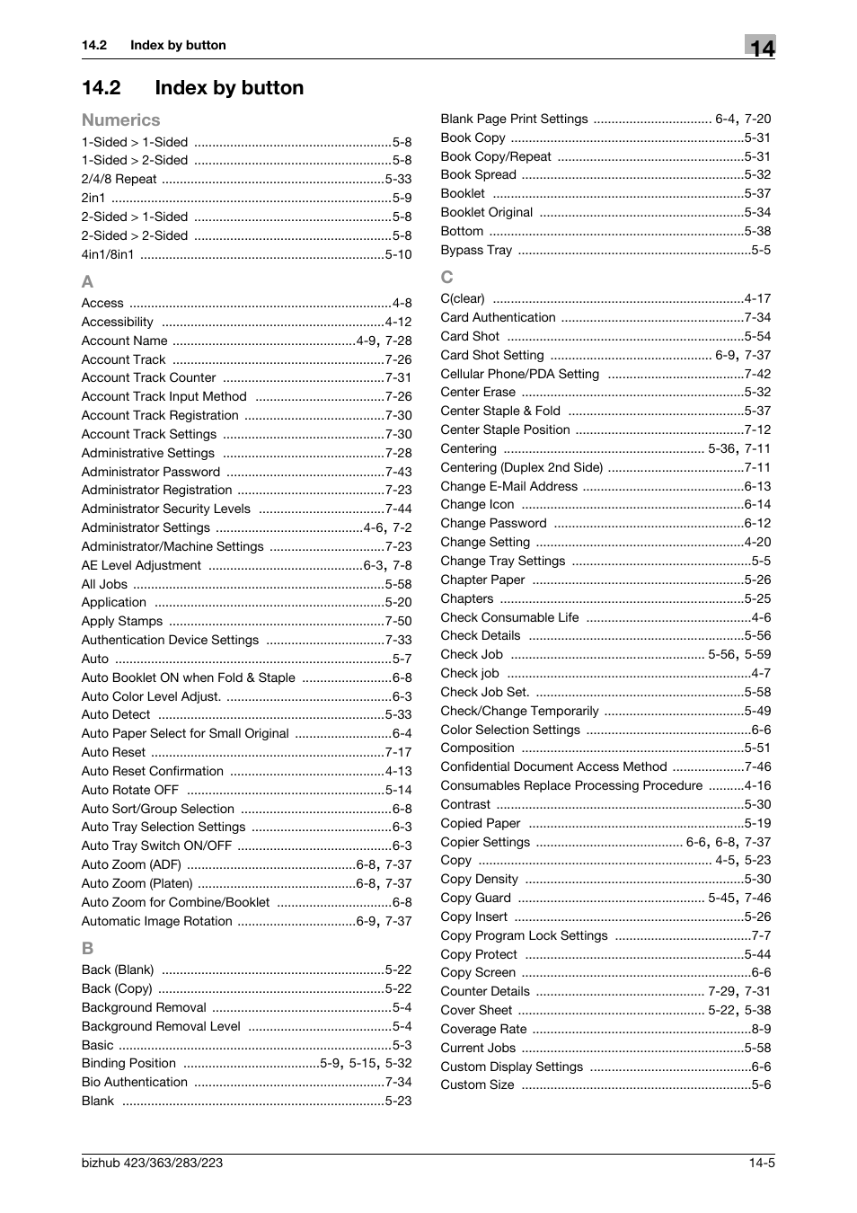 2 index by button, Index by button -5 | Konica Minolta BIZHUB 223 User Manual | Page 261 / 266
