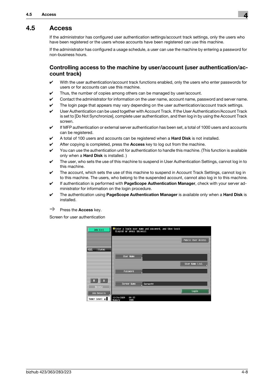 5 access, P. 4-8 | Konica Minolta BIZHUB 223 User Manual | Page 44 / 266