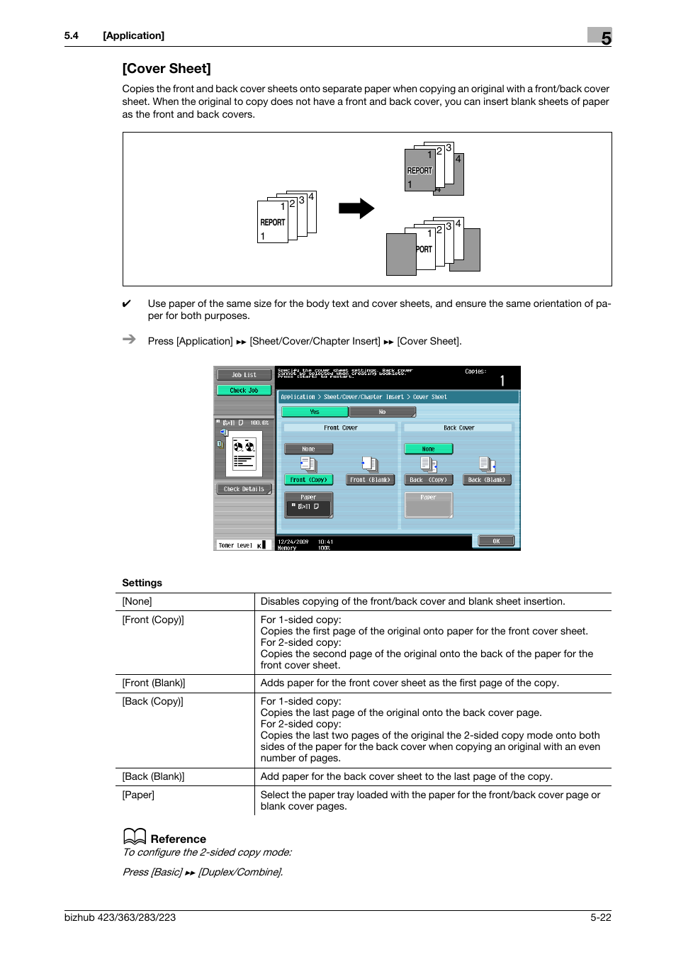 Cover sheet, Cover sheet] -22 | Konica Minolta BIZHUB 223 User Manual | Page 78 / 266