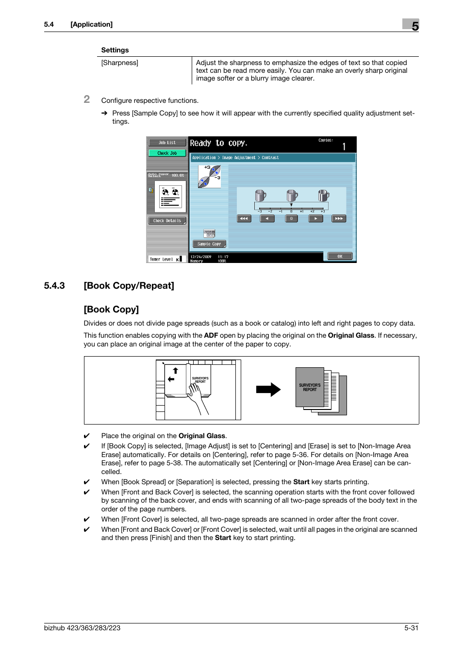 3 [book copy/repeat, Book copy, Book copy/repeat] -31 [book copy] -31 | P. 5-31, 3 [book copy/repeat] [book copy | Konica Minolta BIZHUB 223 User Manual | Page 87 / 266