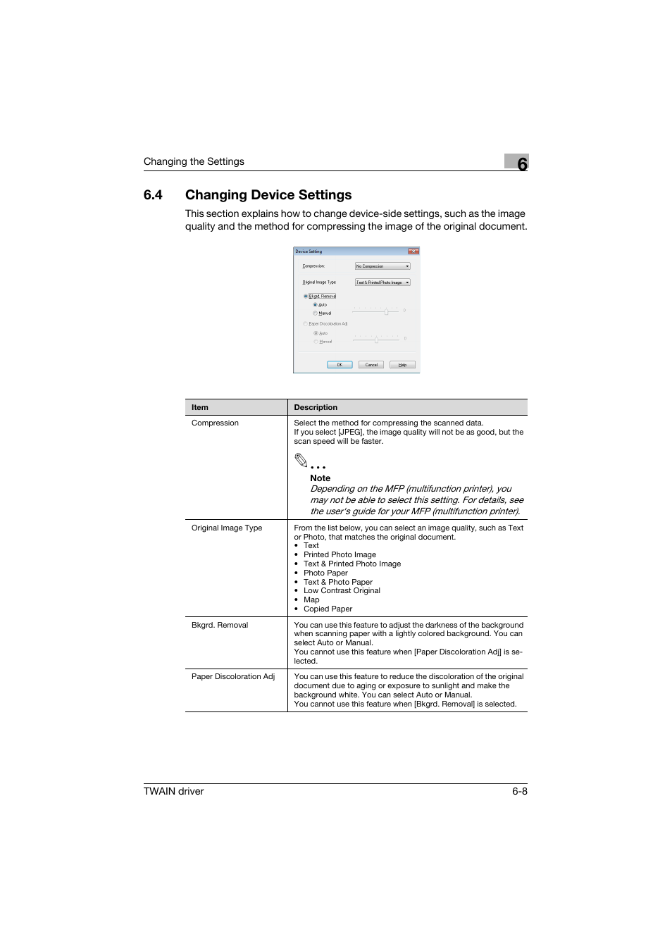 4 changing device settings, Changing device settings -8 | Konica Minolta bizhub C754 User Manual | Page 33 / 50