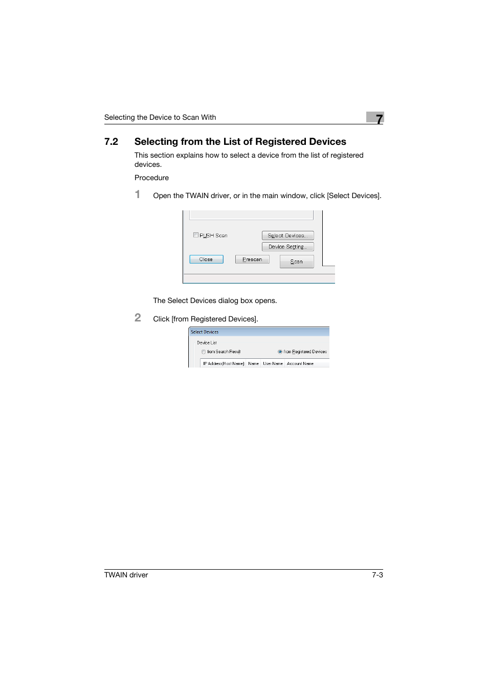 2 selecting from the list of registered devices, Selecting from the list of registered devices -3 | Konica Minolta bizhub C754 User Manual | Page 39 / 50