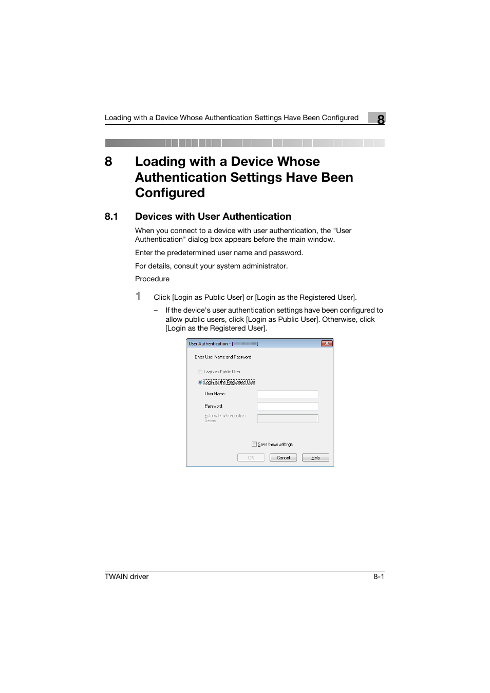 1 devices with user authentication, Devices with user authentication -1 | Konica Minolta bizhub C754 User Manual | Page 44 / 50