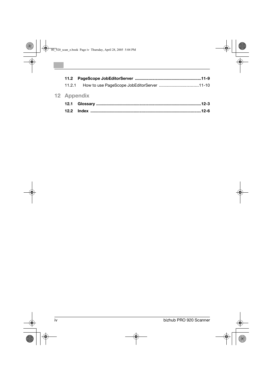12 appendix | Konica Minolta bizhub PRO 920 User Manual | Page 5 / 178