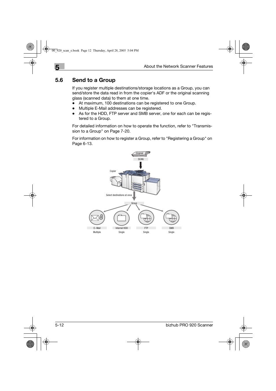 6 send to a group | Konica Minolta bizhub PRO 920 User Manual | Page 83 / 178