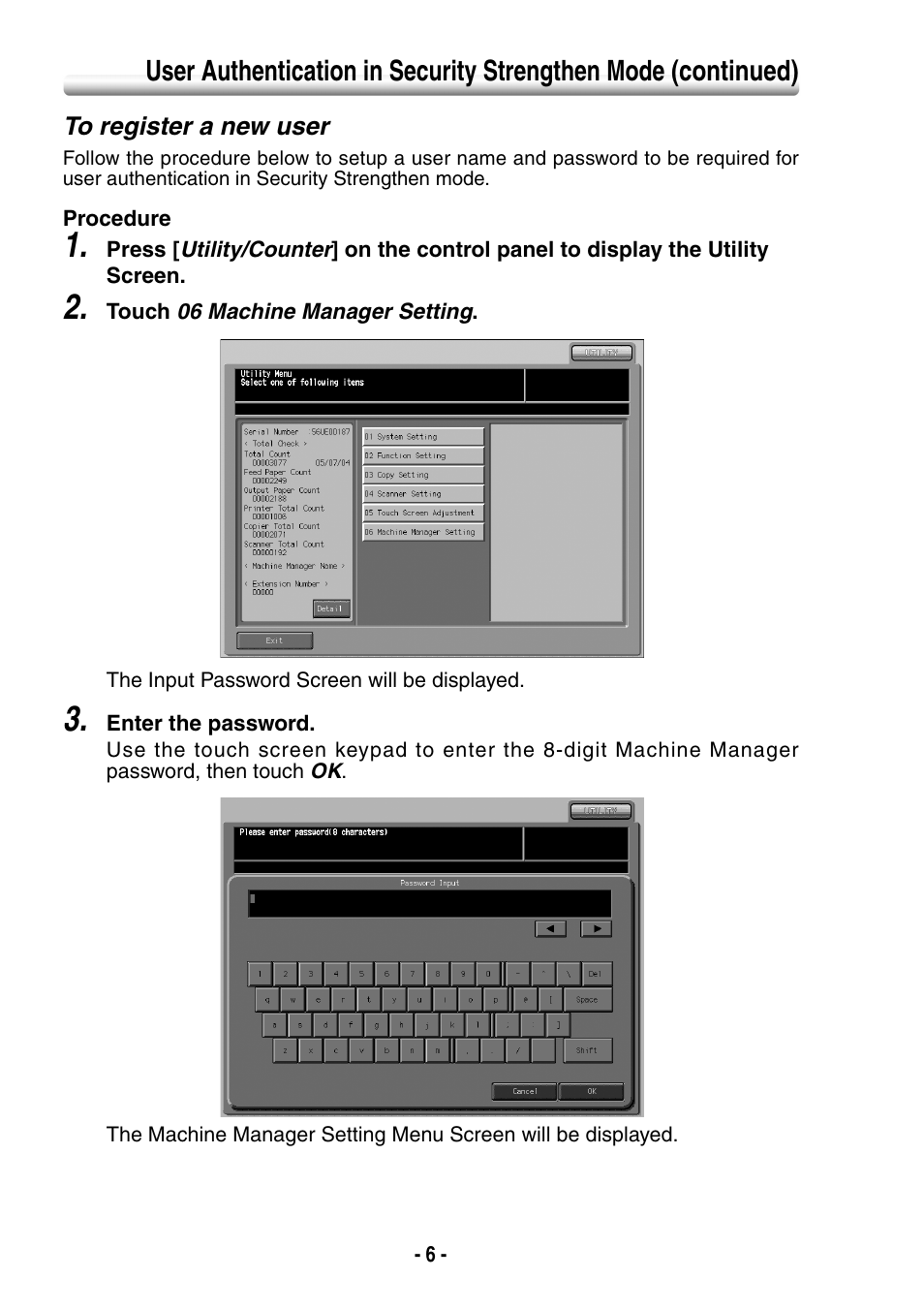 To register a new user | Konica Minolta BIZHUB PRO 1050 User Manual | Page 14 / 64