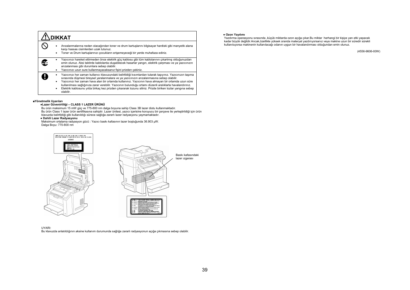 Dikkat | Konica Minolta bizhub C10X User Manual | Page 38 / 47