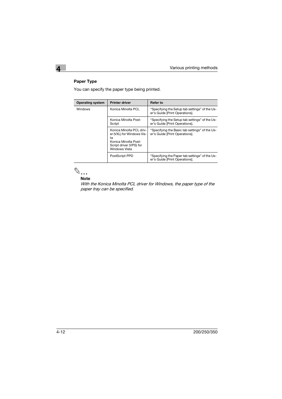 Paper type, Paper type -12 | Konica Minolta bizhub 200 User Manual | Page 61 / 94