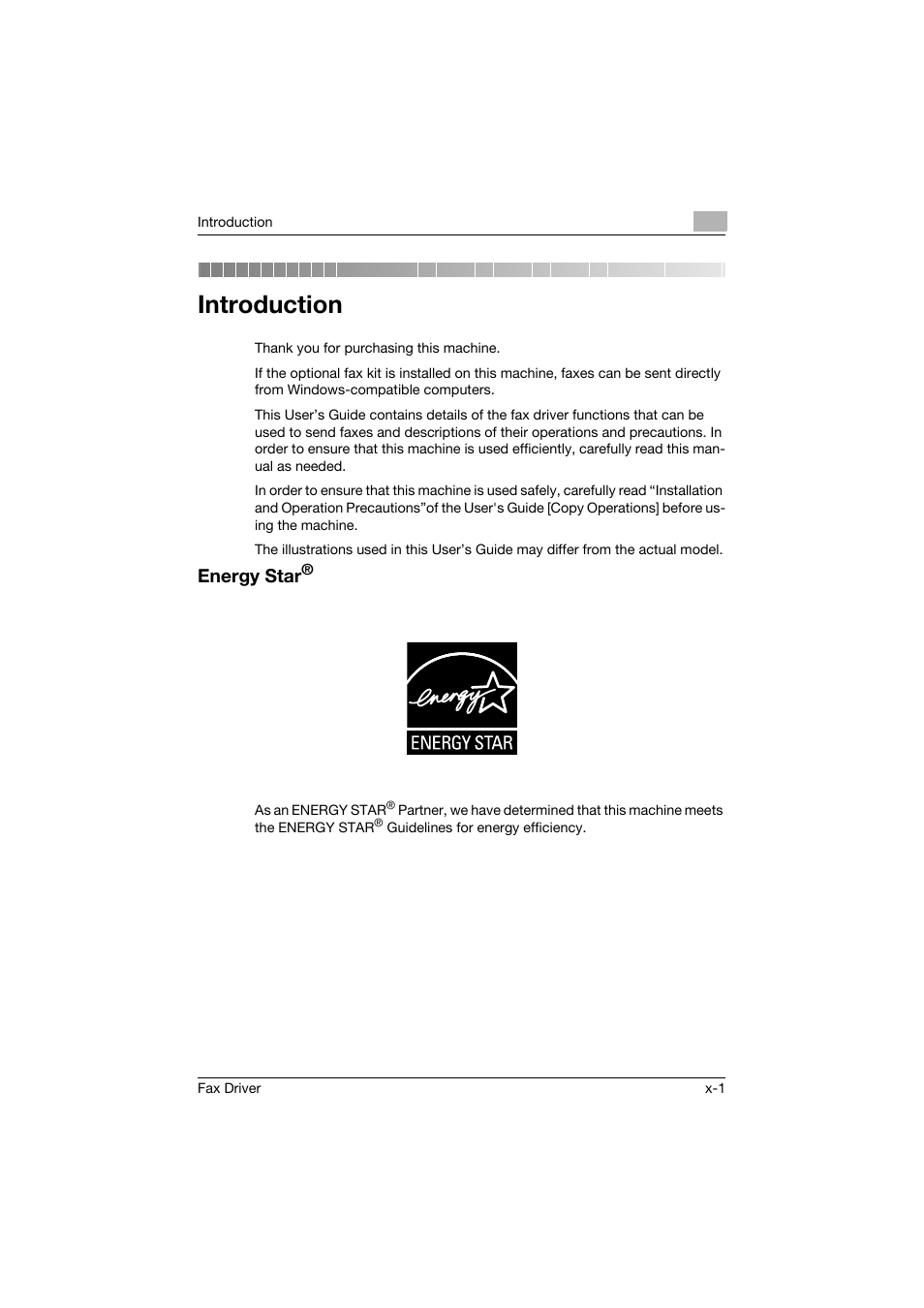 Introduction, Energy star | Konica Minolta bizhub 282 User Manual | Page 2 / 94