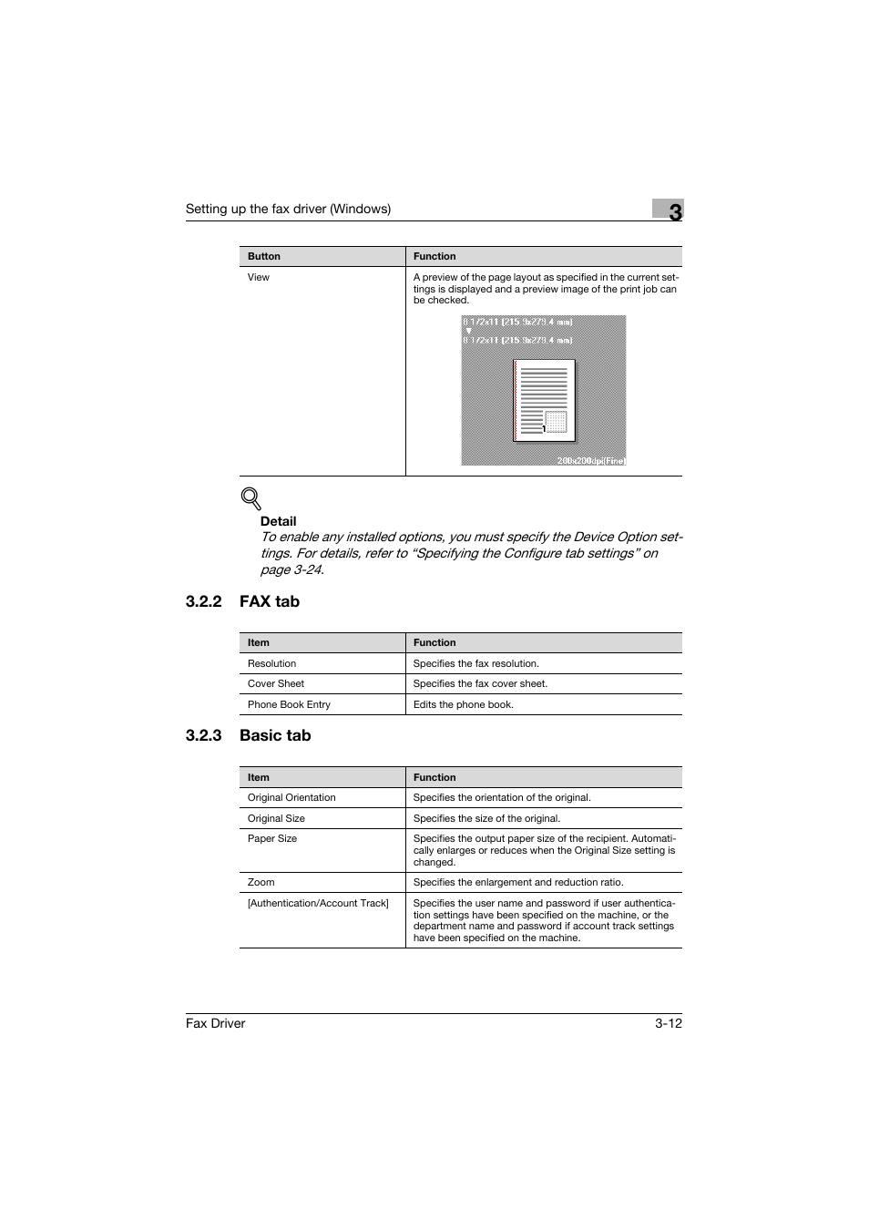 2 fax tab, 3 basic tab, Fax tab -12 | Basic tab -12, 2 fax tab 3.2.3 basic tab | Konica Minolta bizhub 282 User Manual | Page 59 / 94