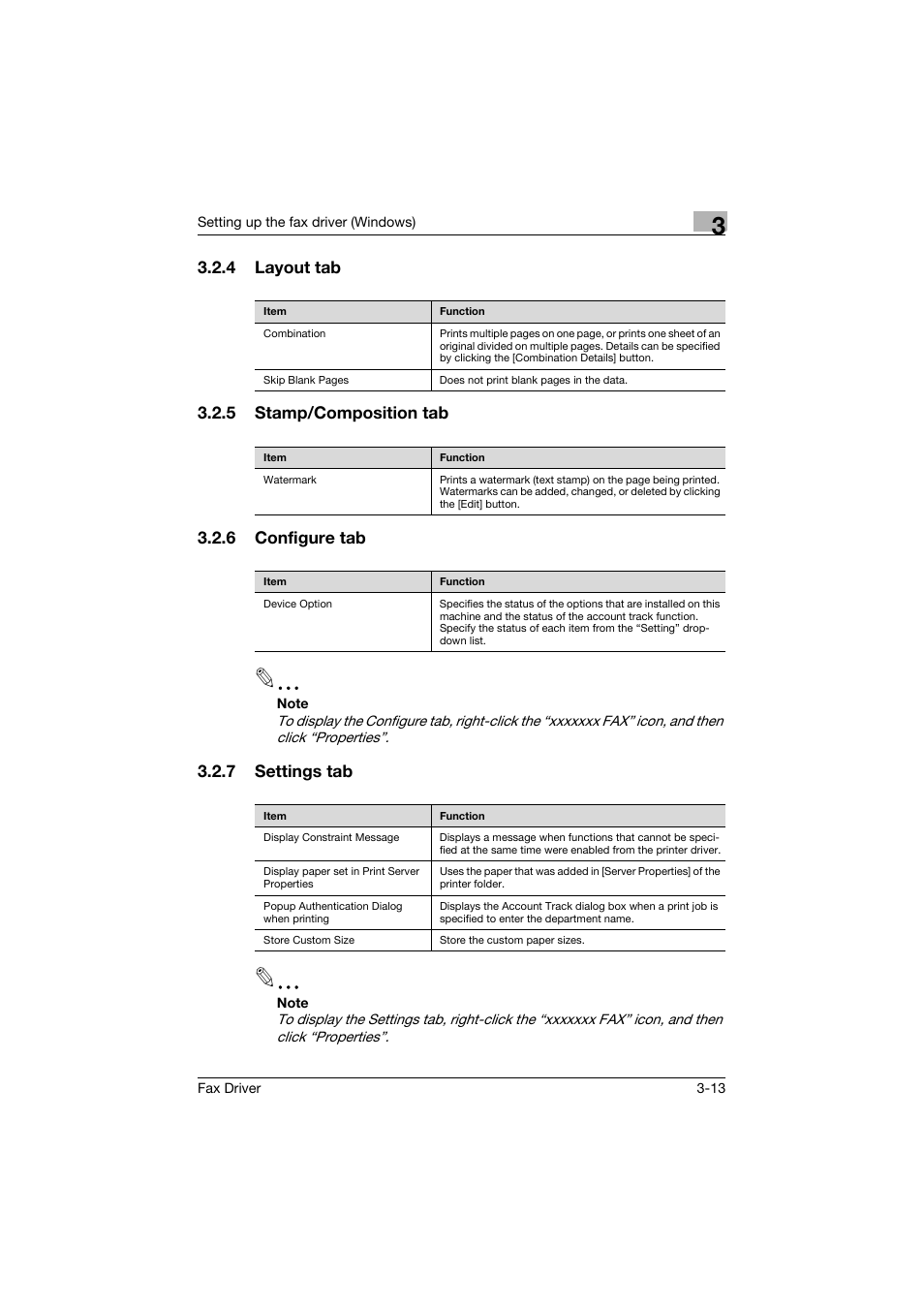 4 layout tab, 5 stamp/composition tab, 6 configure tab | 7 settings tab, Layout tab -13, Stamp/composition tab -13, Configure tab -13, Settings tab -13 | Konica Minolta bizhub 282 User Manual | Page 60 / 94