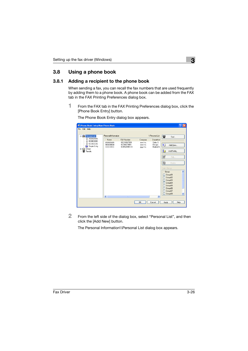 8 using a phone book, 1 adding a recipient to the phone book, Using a phone book -26 | Adding a recipient to the phone book -26 | Konica Minolta bizhub 282 User Manual | Page 73 / 94